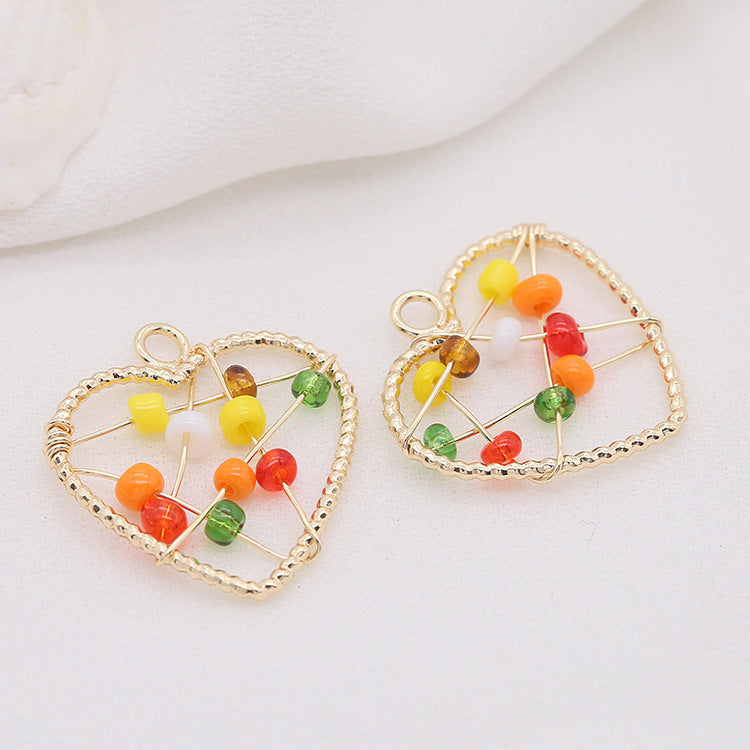 2 fils enveloppés Lune Triangle Coeur Olive Cercle Charme Pendentif Résine Embelli 14K GF