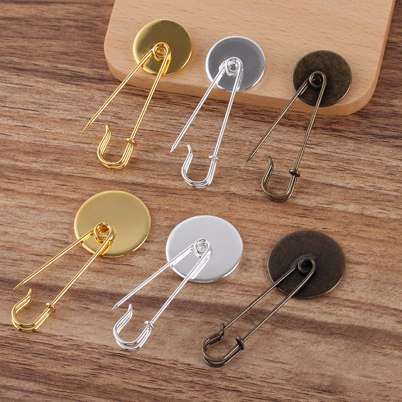 20 broches de sécurité à bord uni, Bronze Antique, cabochon rond de 20mm, 25mm, Base vierge, réglage des pierres précieuses