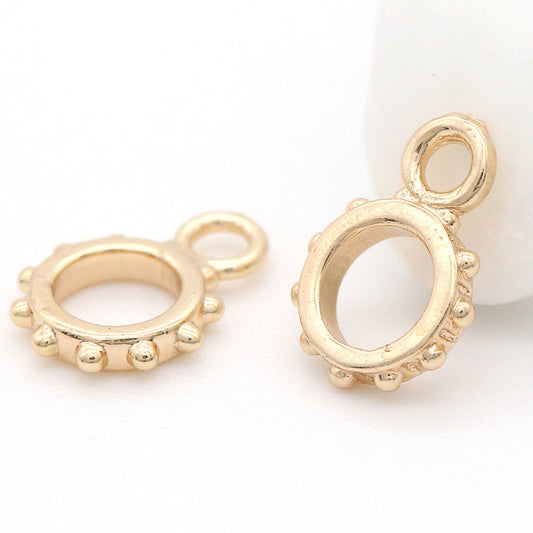 10 runder Kreis-Charm-Anhänger mit Perlen aus 14 Karat GF