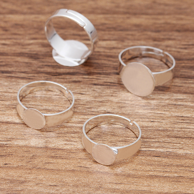 Bracelet circulaire ouvrable à coussin plat, 50 pièces, 18KGP, 10mm, 12mm, cabochon rond, Base vierge, sertissage de pierres précieuses