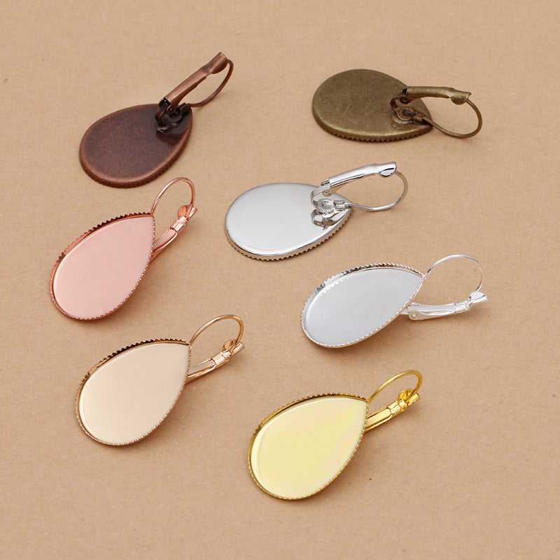 50 Serrated Edge Bezel Cup Hook Earrings 18KGP 10x14mm 13x18mm 18x25mm Waterdrop Cabochon Blank Base Gemstone Piece Setting