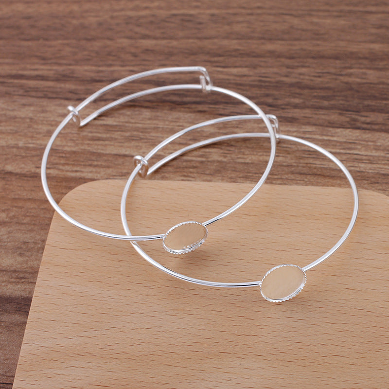 10 gezackte Kanten, schlichter, verstellbarer Kreis-Armreif, 18 kg, 12 mm, runde Cabochon-Rohlingsbasis, Edelsteinfassung