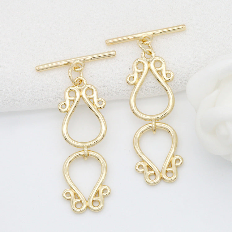 2 Sets Floral Circle OT Clasp 14K GF Clasp for Necklace Bracelet 20x35mm - 20mm