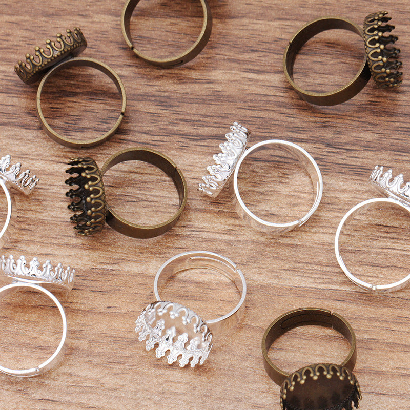 200 Crown Edge Bezel Cup Openable Circle Ring 18KGP 15mm Round Cabochon Blank Base Gemstone Setting