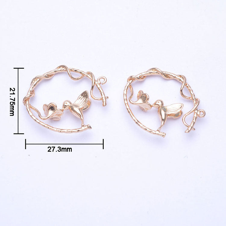 20 pendentif à breloque cercle bourdonnant d'oiseau de vigne 14K GF