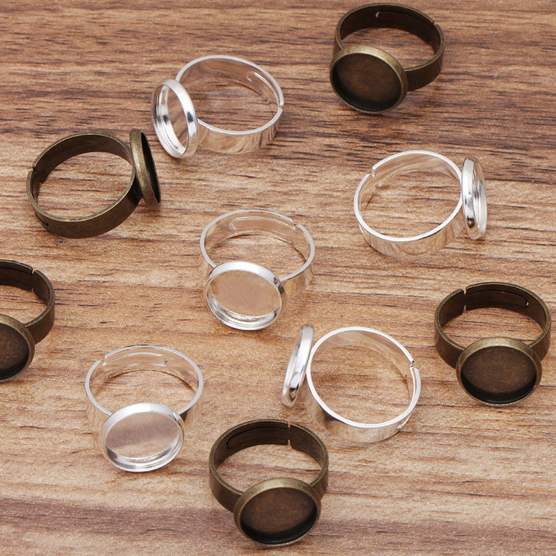 200 Plain Bezel Cup Openable Circle Ring 18KGP 12mm Round Cabochon Blank Base Gemstone Setting