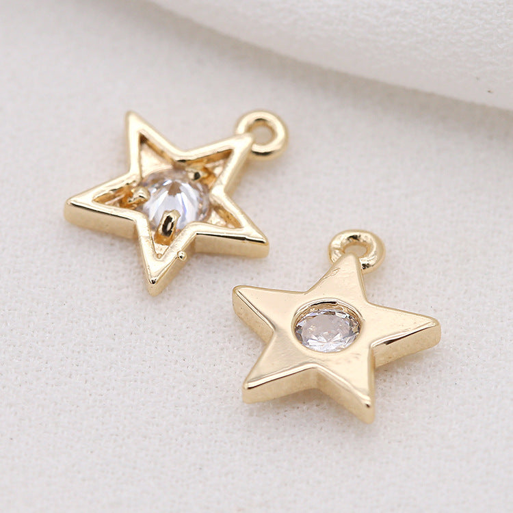 Pendentif à breloque 10 étoiles orné de strass 14K GF