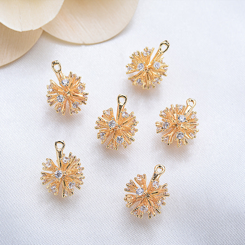 20 pendentif à breloque boule florale strass embelli 14K GF