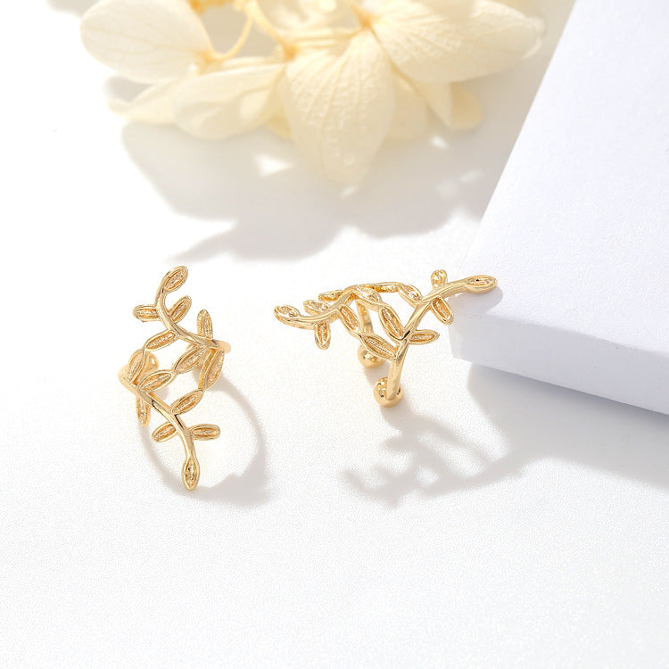 4 boucles d'oreilles à feuilles creuses, manchettes d'oreille, grimpeur sans perçage, boucle d'oreille 14K GF