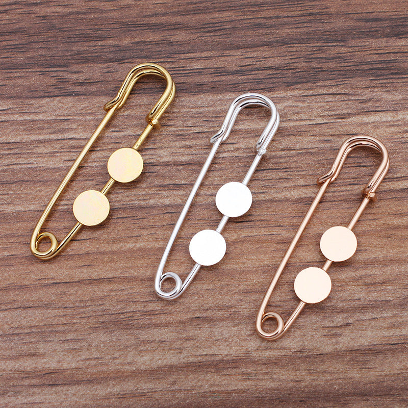 20 Safe Brooch Pin 18KGP 8mm 12mm Round Cabochon Blank Base Gemstone Piece Setting