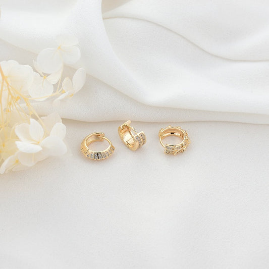 4 runde Creolen mit Strassverzierung aus 14-karätigem GF-Ohrring