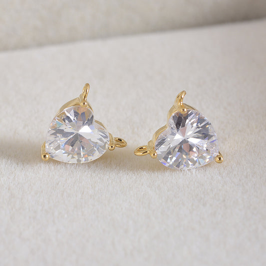 20 connecteurs de charme coeur à double boucle ornés de strass 14K GF