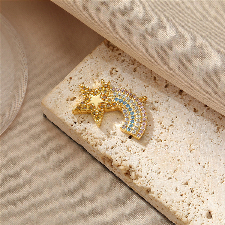 2 Blumensterne runder Kreis Herz Hase Schmetterling Charm Anhänger Strass verziert 14K GF