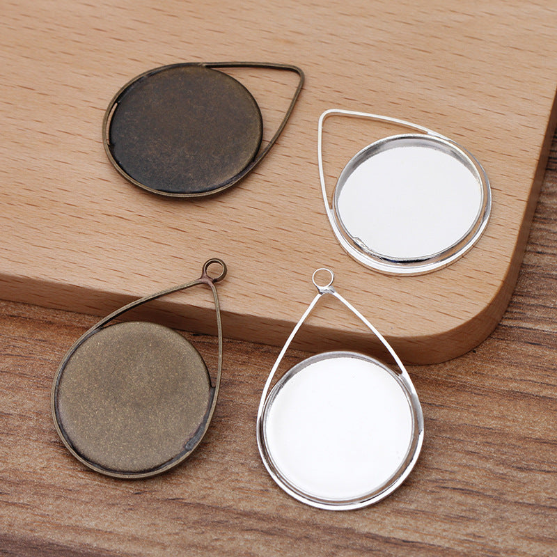 100 Round Cabochon Bezel Cup Waterdrop Star Charm Pendant 18KGP 20mm Flat Back Blank Base Gemstone Setting