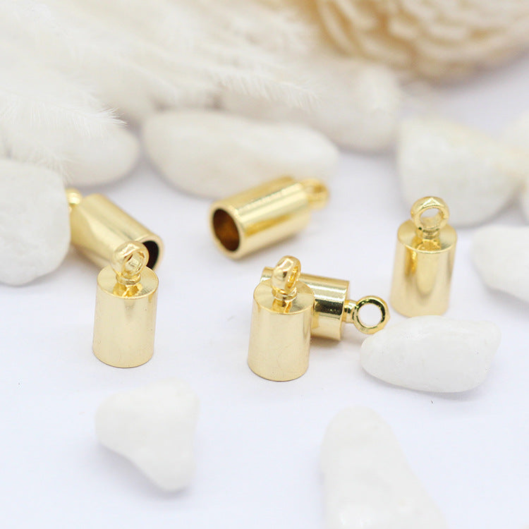 100 minuscules clips en cuir fin à bout de cordon rond 14K GF