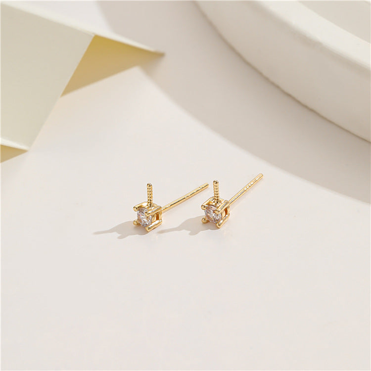 4 boucles d'oreilles florales à tige ornées de strass 14 carats GF, perles semi-percées vierges