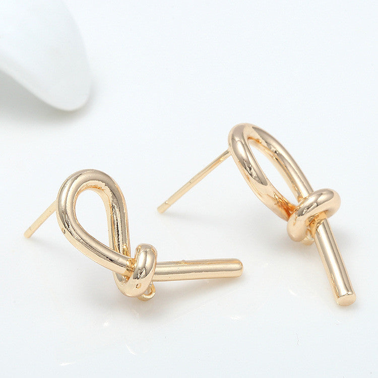 4 Twined Knot Stud Earrings with Loop 14K GF Ear wire Earing
