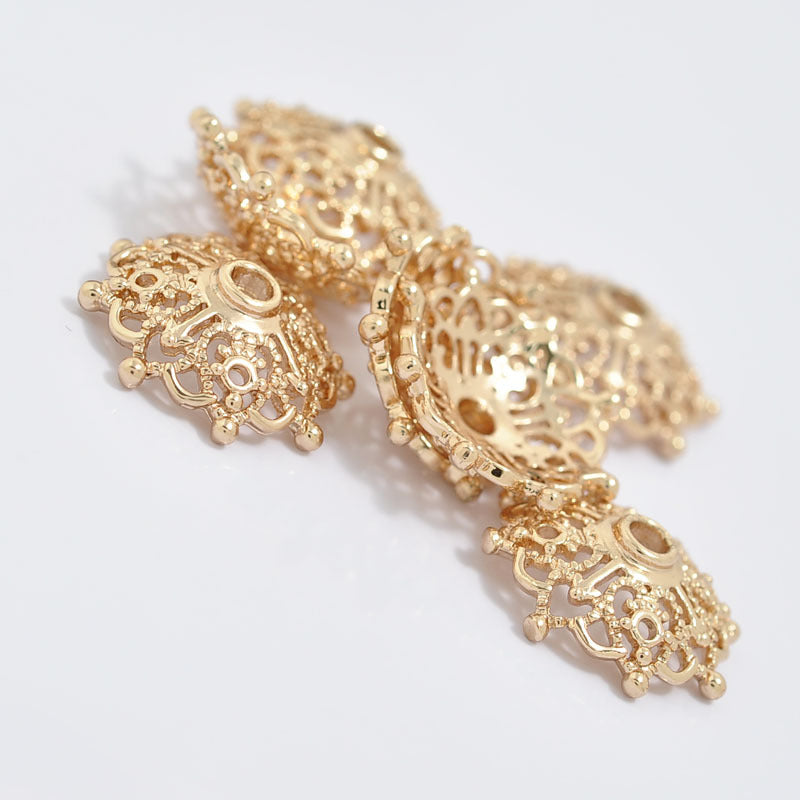 20 Floral Bead Cap Cup 14K GF Charm Beadwork Spacer