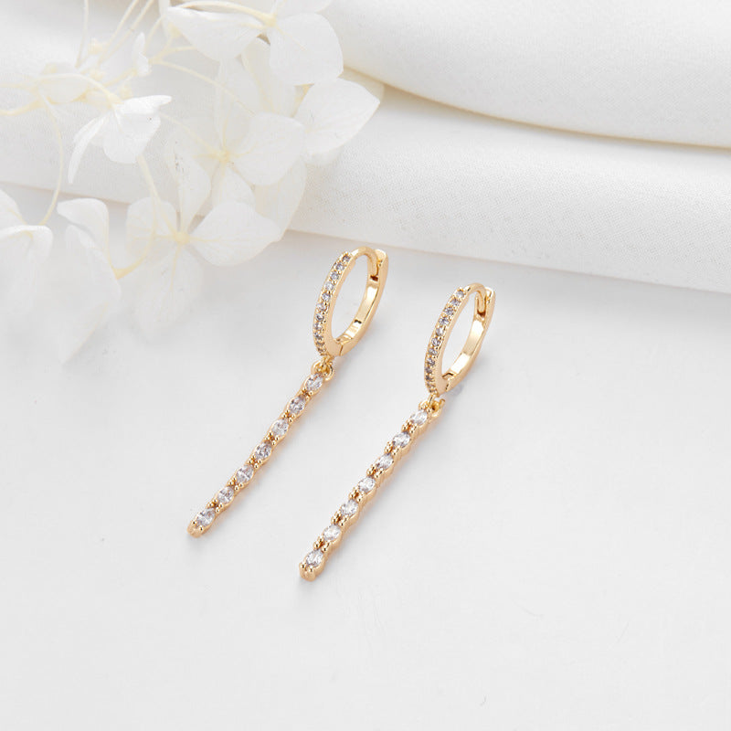 4 hohle Kabelketten-Rechteckkrallen-Stern-Creolen mit Strassverzierung aus 14-Karat-GF-Ohrring