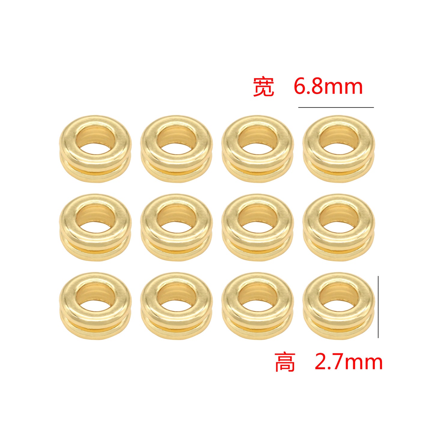 10 flache Roundelle Bead Charm 14K GF Beadwork Spacer