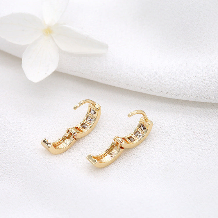 4 boucles d'oreilles créoles rondes ornées de strass 14K GF Earing