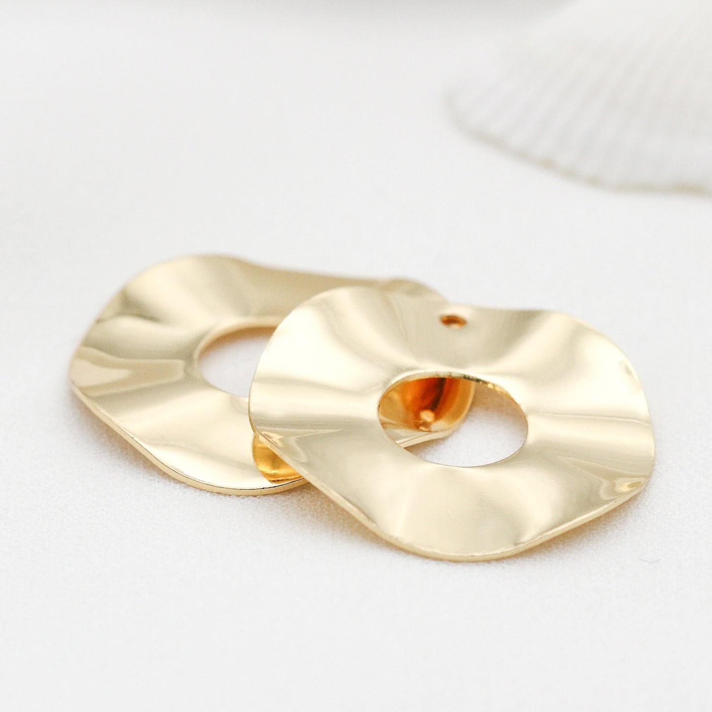 Pendentif à breloque 2 cercles ronds incurvés 14K GF