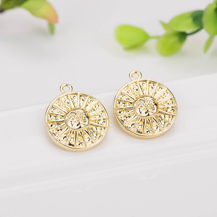 2 Dieu du Soleil Apollo Charm Pendentif Strass Embelli 14K GF
