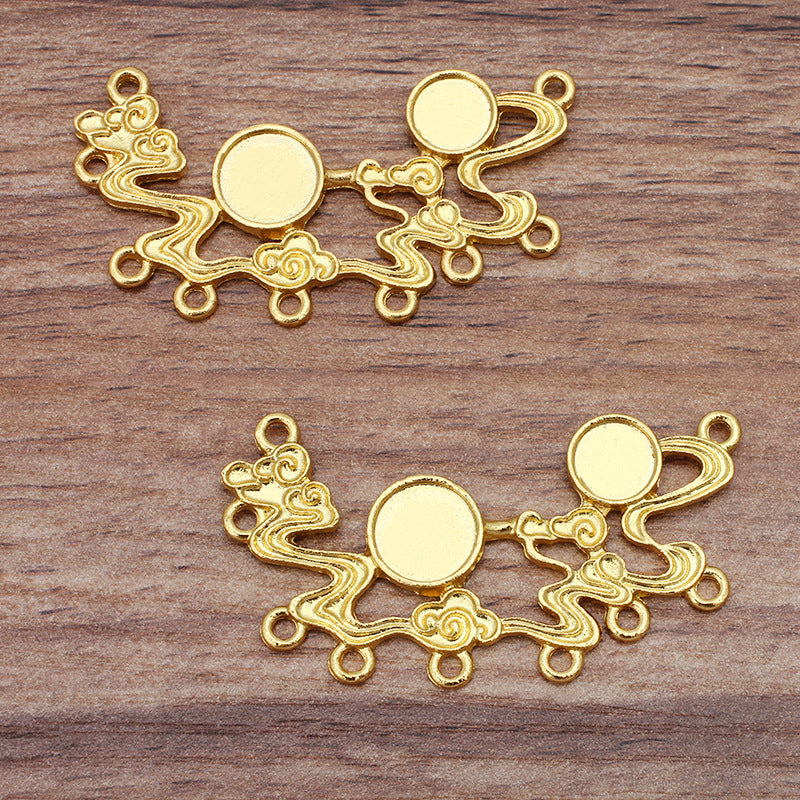 20 Multi Looped Cloud Charm Pendant 18KGP 8mm 10mm Round Cabochon Blank Base Gemstone Piece Setting