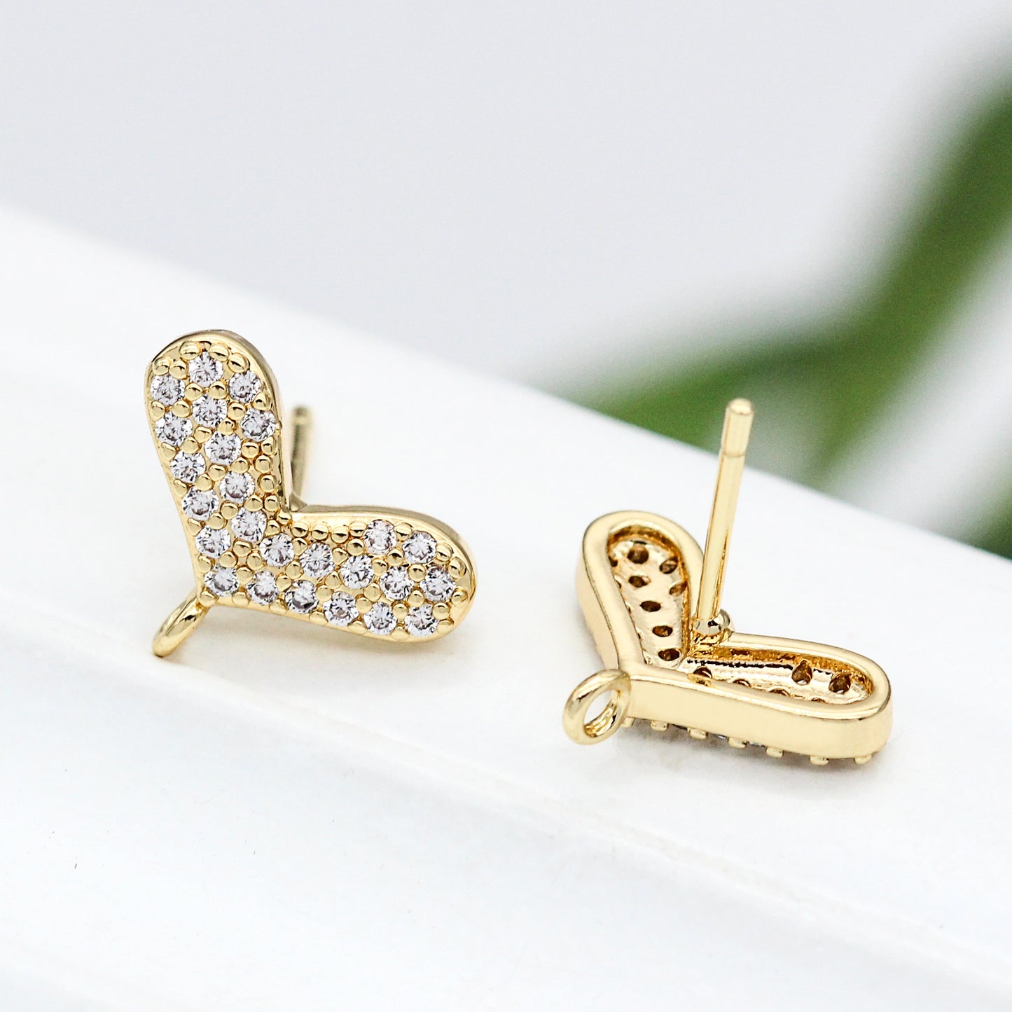 20 boucles d'oreilles coeur avec boucle strass embelli 14K GF boucle d'oreille fil d'oreille