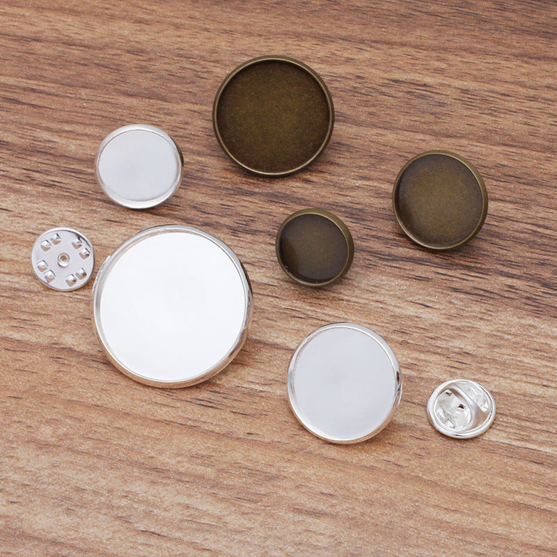 50 Bezel Cup Safe Brooch Pin Silver Plated 12mm 14mm 16mm 18mm 20mm 25mm Round Cabochon Blank Base Gemstone Piece Setting