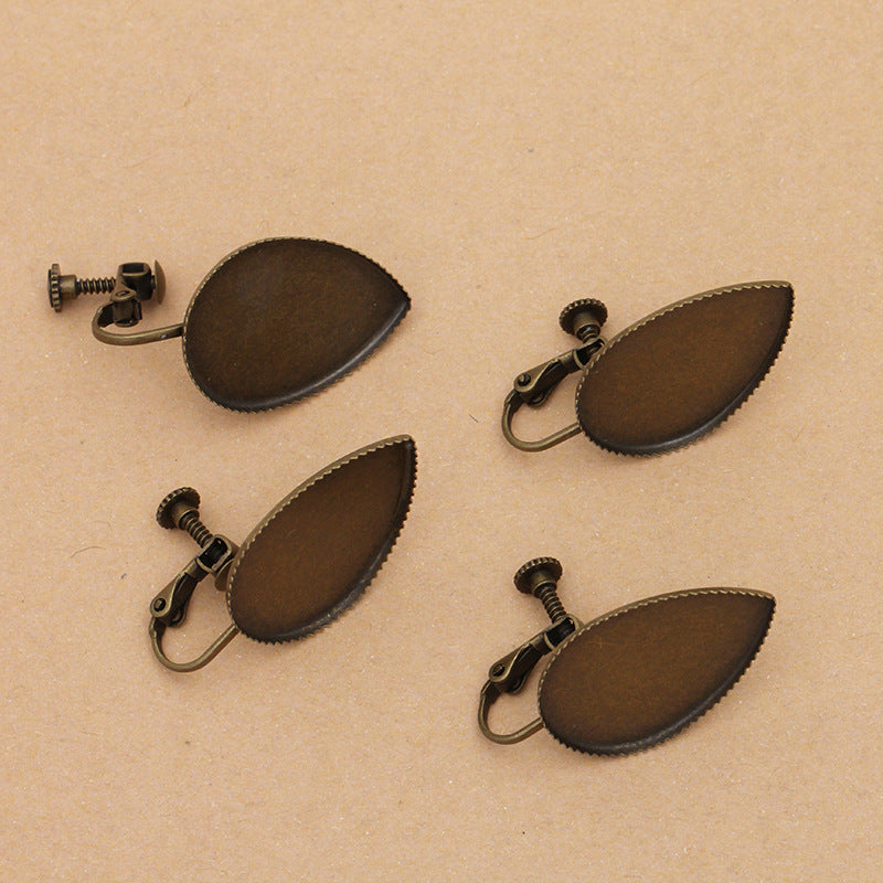 100 Ohrringe mit gezackter Kante, Lünette, Cup-Ohrring, ohne Piercing, Antik-Bronze, 18 x 25 mm, Wassertropfen-Cabochon, leere Basis, Edelstein-Fassung