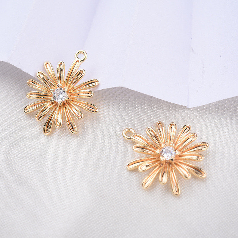 20 pendentif à breloque florale orné de strass 14K GF