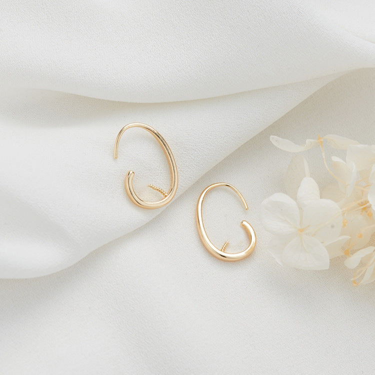 4 einfache Kreis-Haken-Ohrringe aus 14-karätigem GF, halbgebohrte Perlen, Rohling