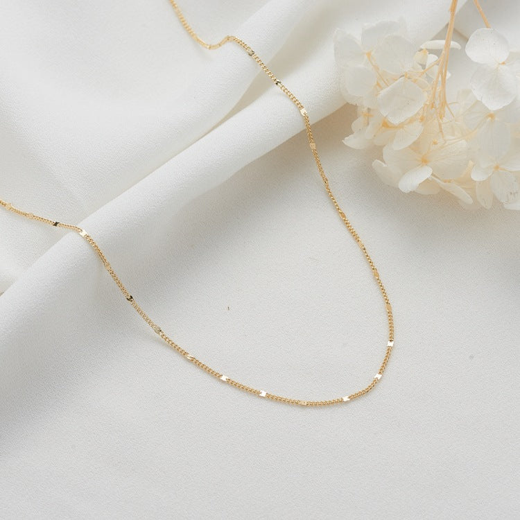 Collier chaîne à câble plat à 2 maillons incurvés 14K GF ras du cou