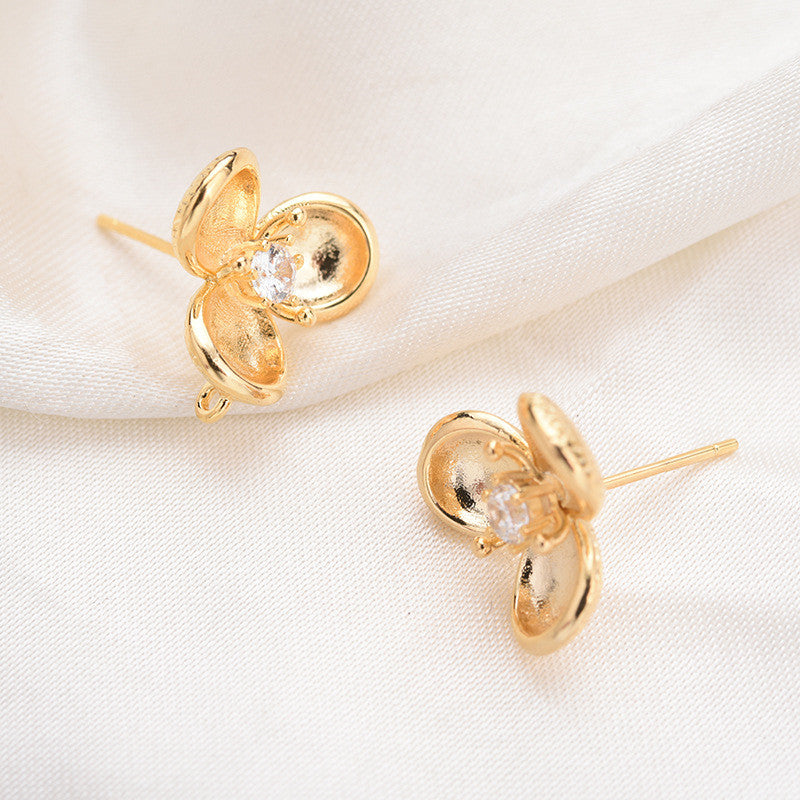 20 boucles d'oreilles à tige florales avec boucle d'oreille ornée de strass 14K GF