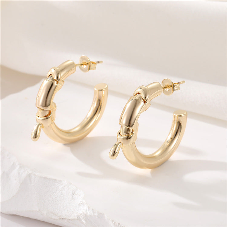 4 boucles d'oreilles créoles épaisses en cercles torsadés 14K GF Earing