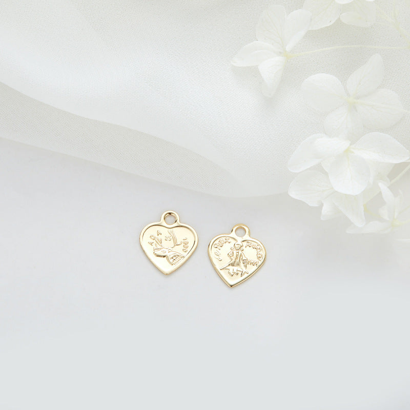 2 Queen Coin Prince Square Round Heart Diamond Tag Charm-Anhänger 14K GF