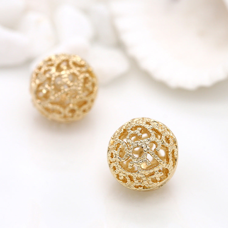 10 perles rondes creuses 14K GF, breloque en cuivre, entretoise de perles