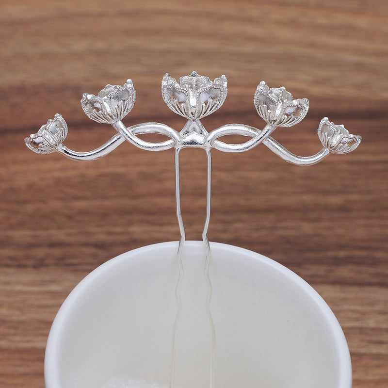 10 Multi Floral Charm Haargabel Haarnadel 18KGP 6mm 8mm 10mm Runde porenfreie Perlen Rohling Edelstein Perlen Fassung