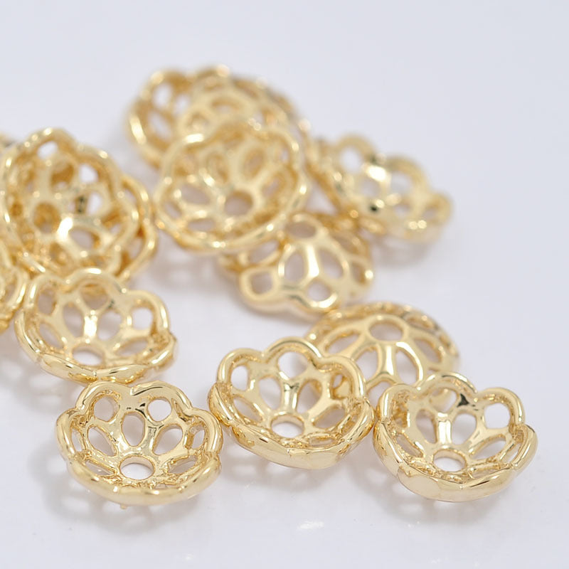 20 capuchons de perles florales, tasse 14K GF, entretoise de perles de charme
