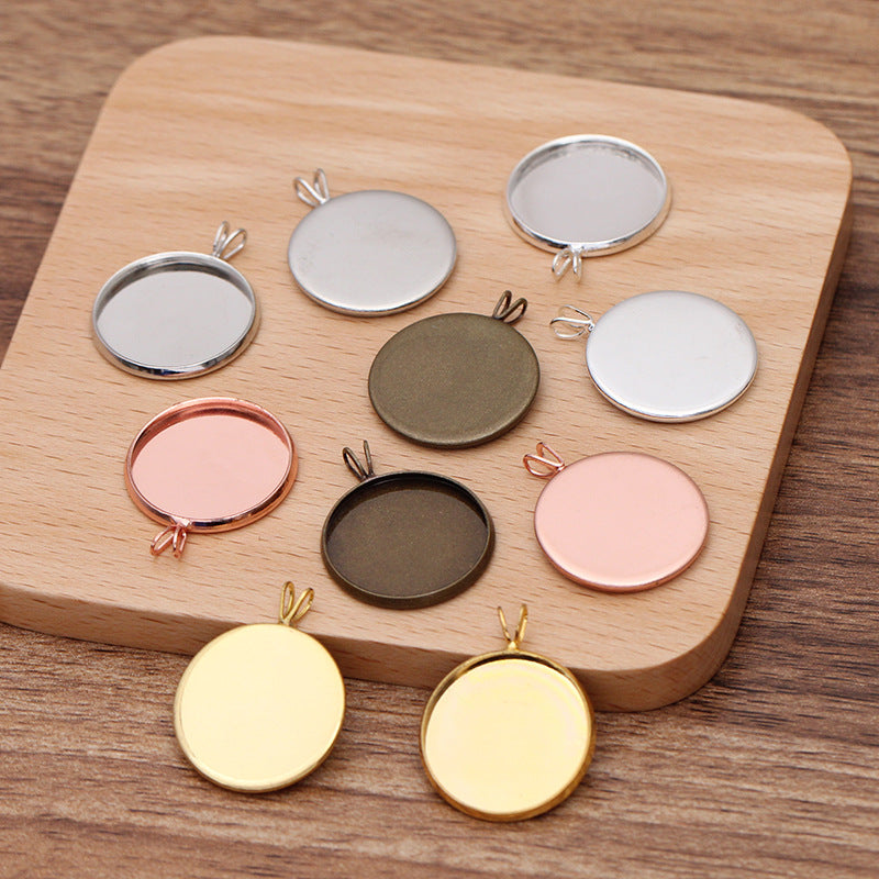 50 pendentif à breloque de tasse de lunette à bord uni 18KGP 10mm 12mm 14mm 16mm 18mm 20mm cabochon rond Base vierge réglage de pierres précieuses
