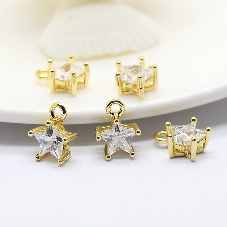 Pendentif à breloque 10 étoiles orné de strass 14K GF