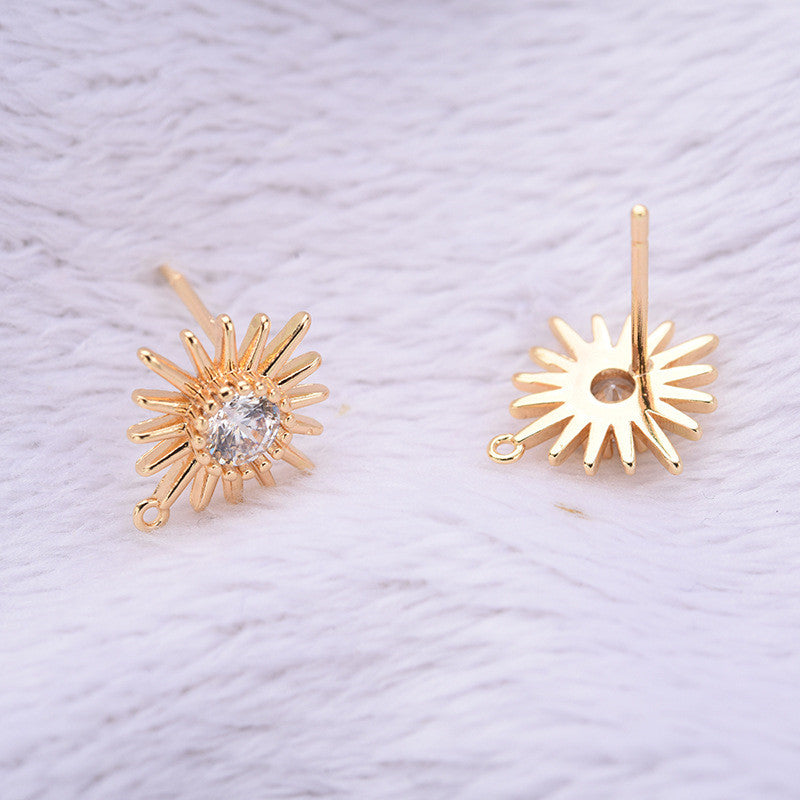 20 boucles d'oreilles à tige florales avec boucle d'oreille ornée de strass 14K GF