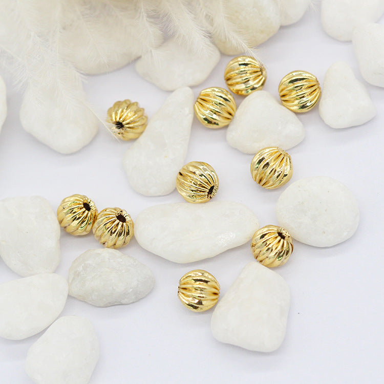 100 breloques rondes en perles de citrouille 14K GF entretoise de perles
