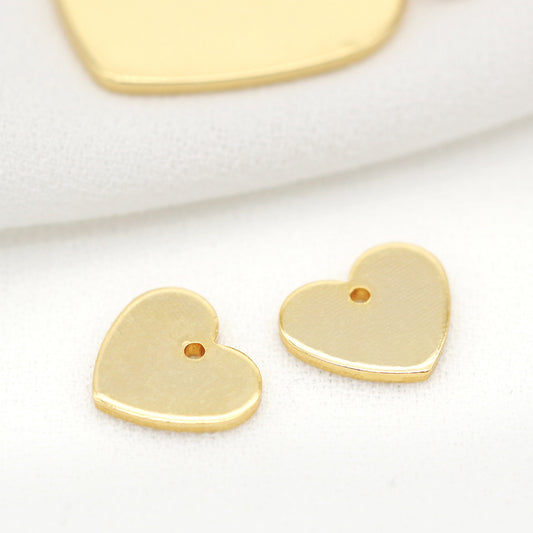10 pendentif à breloque en forme de cœur brillant 14K GF