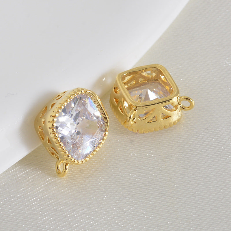 20 connecteurs de charme carrés à double boucle ornés de strass 14K GF