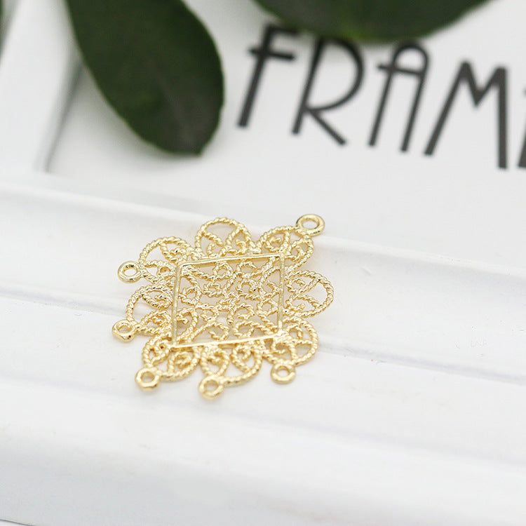 2 pendentifs à breloques à pièces florales creuses à boucles multiples 14K GF