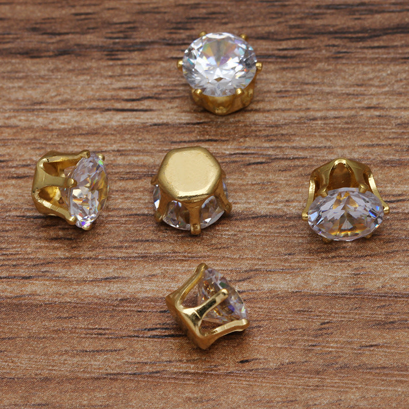 100 Charm-Anhänger mit sechs Krallen und flacher Rückseite, 18 kg, 8 mm Strasssteine, mit Zirkoneinlage