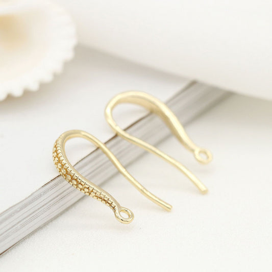4 boucles d'oreilles à crochet sculpté 14K GF Earing