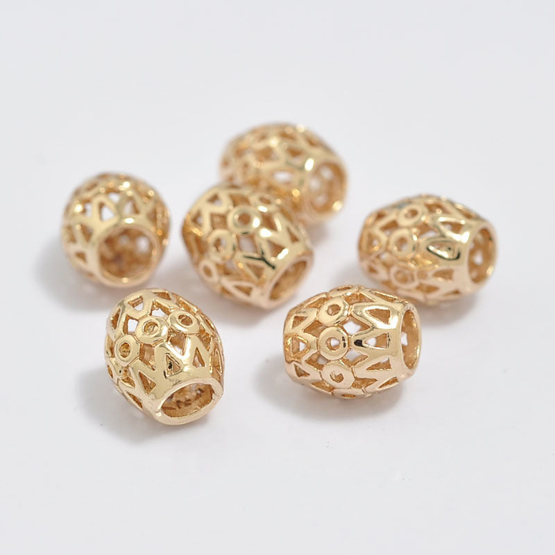 20 perles de tambour creuses 14K GF, breloque en cuivre, entretoise de perles
